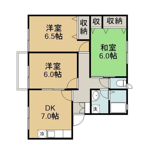 クローバーハウス(3DK/2階)の間取り写真