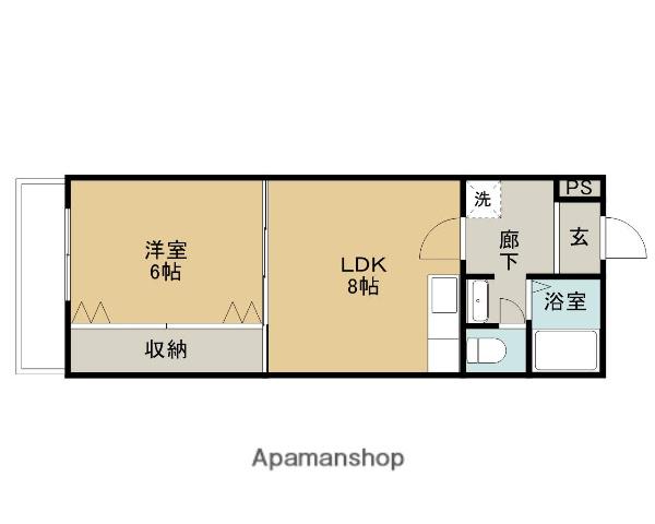 サウスシティー(1LDK/4階)の間取り写真