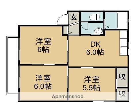 ブランネージュⅠ(3DK/2階)の間取り写真