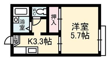 フォーブルMR(1K/2階)の間取り写真