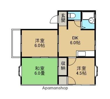 パークフセ(3DK/2階)の間取り写真