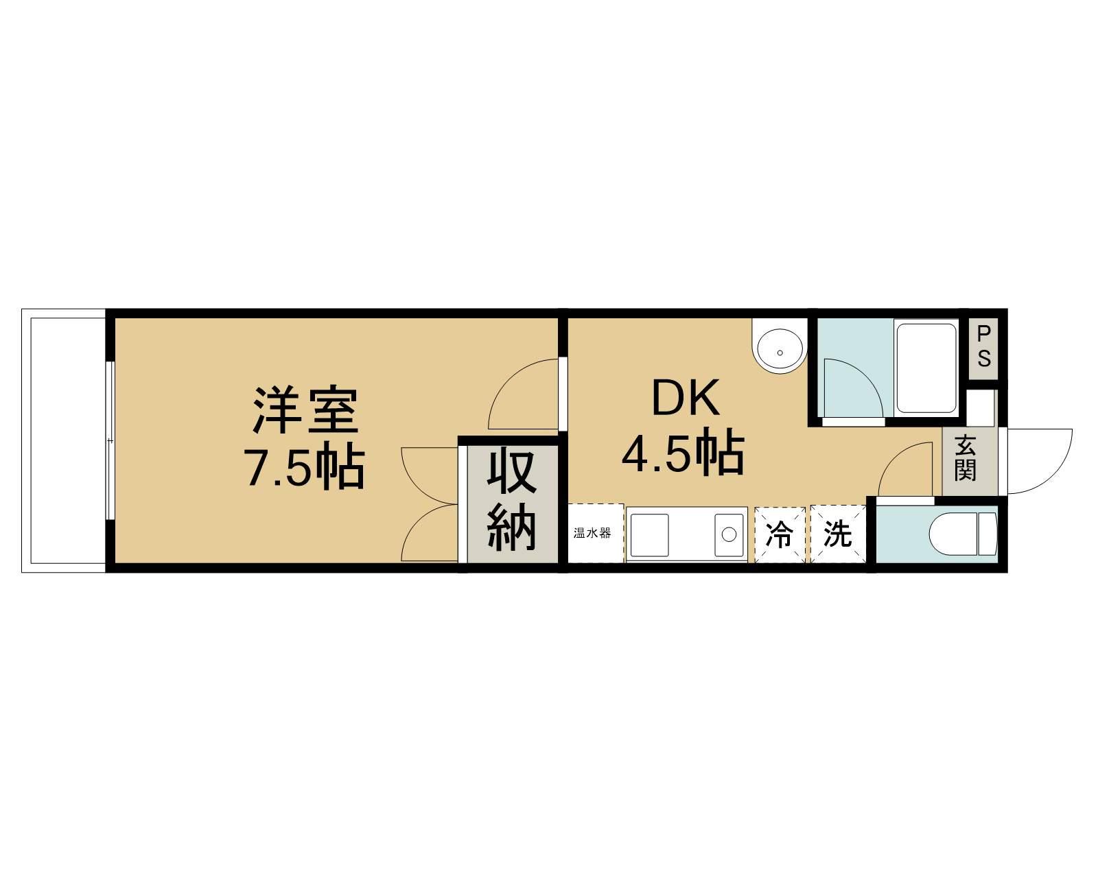 ヴィラ・ムティアラ(1DK/2階)の間取り写真