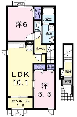 RIAN(2LDK/2階)の間取り写真