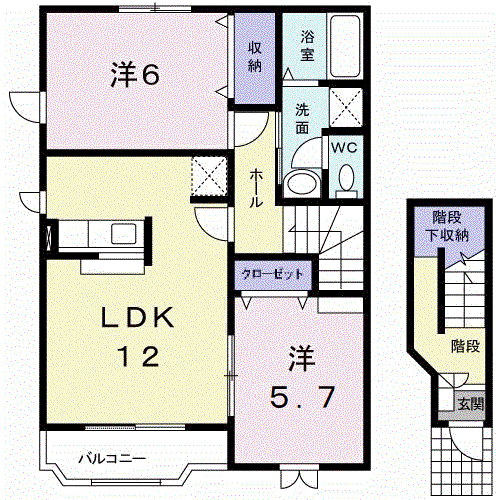 アルバⅠ(2LDK/2階)の間取り写真
