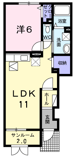 フローレンスリード(1LDK/1階)の間取り写真