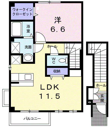 サニーレジデンスB(1LDK/2階)の間取り写真