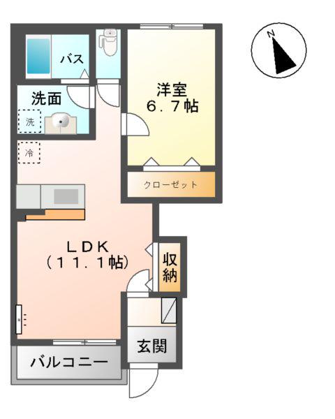 カーサイリス(1LDK/1階)の間取り写真