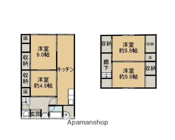 山陰本線 鳥取駅 徒歩28分 2階建 築61年(4K)の間取り写真