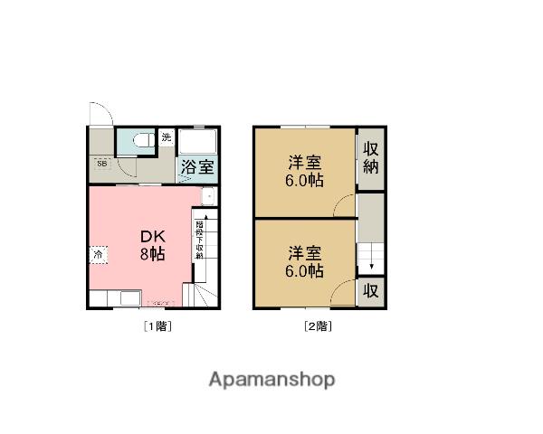 メゾネット青谷(2DK/1階)の間取り写真
