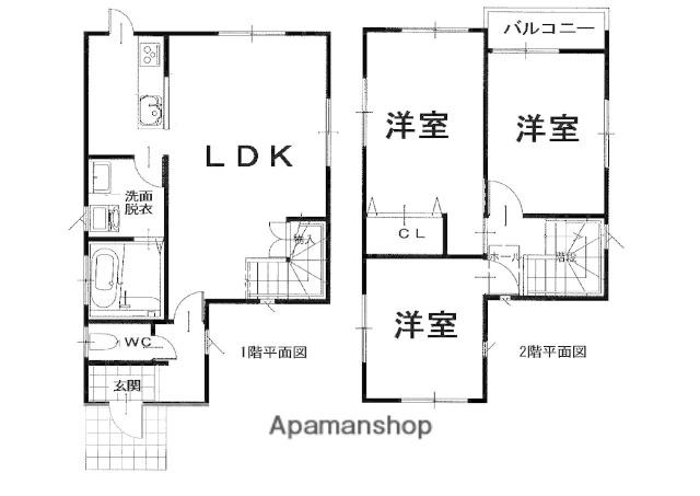鳥取県鳥取市 2階建 築21年(3LDK)の間取り写真