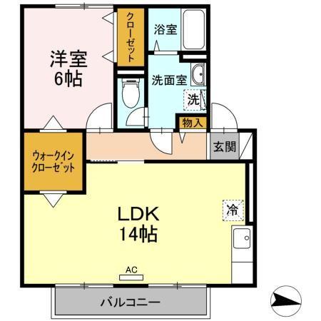 シャトレー緑ヶ丘A棟(1LDK/2階)の間取り写真