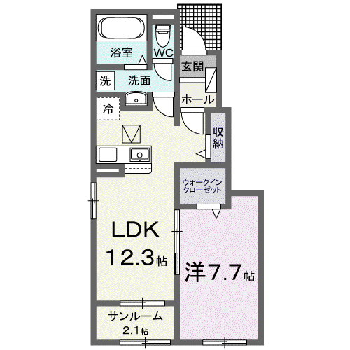 ハーモニー Ⅰ(2LDK/2階)の間取り写真