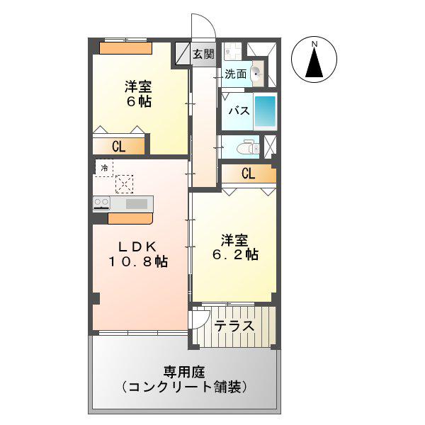 ティアクラウン(2LDK/1階)の間取り写真