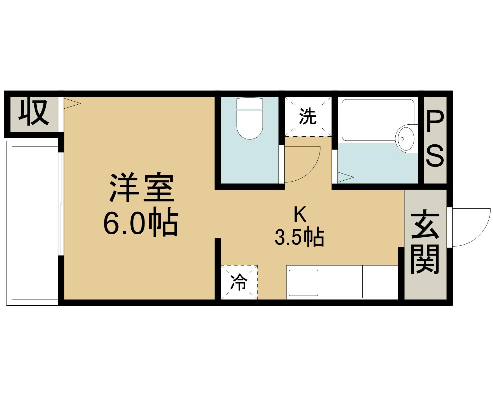 コーポフレンドリーⅡ(ワンルーム/1階)の間取り写真