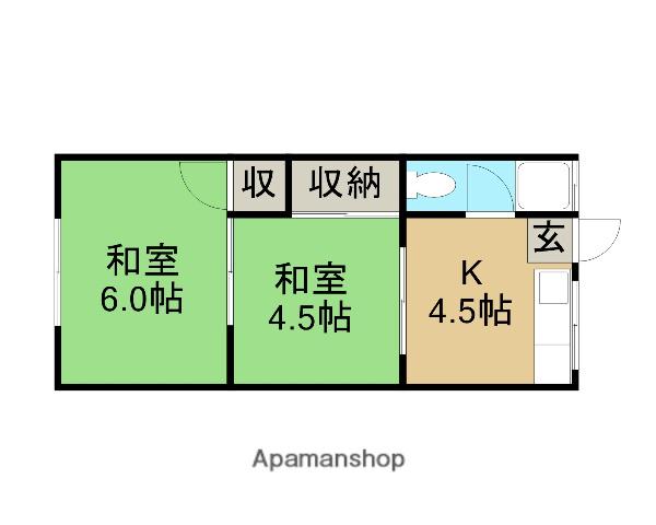 梶川アパート(2K/1階)の間取り写真