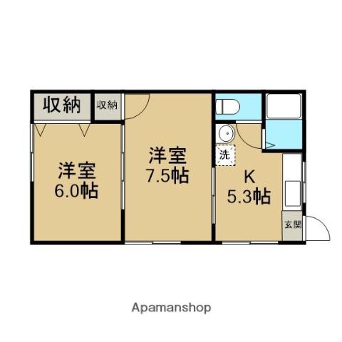 プライア(2K/2階)の間取り写真