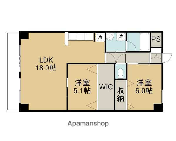 イートン・鳥取358(2LDK/4階)の間取り写真