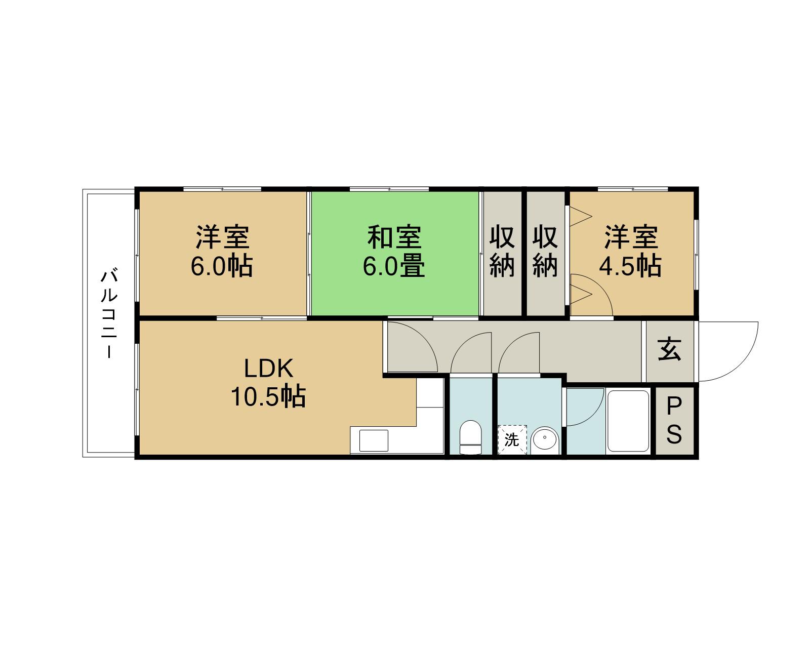 カーサフォルトゥーナ(3LDK/3階)の間取り写真
