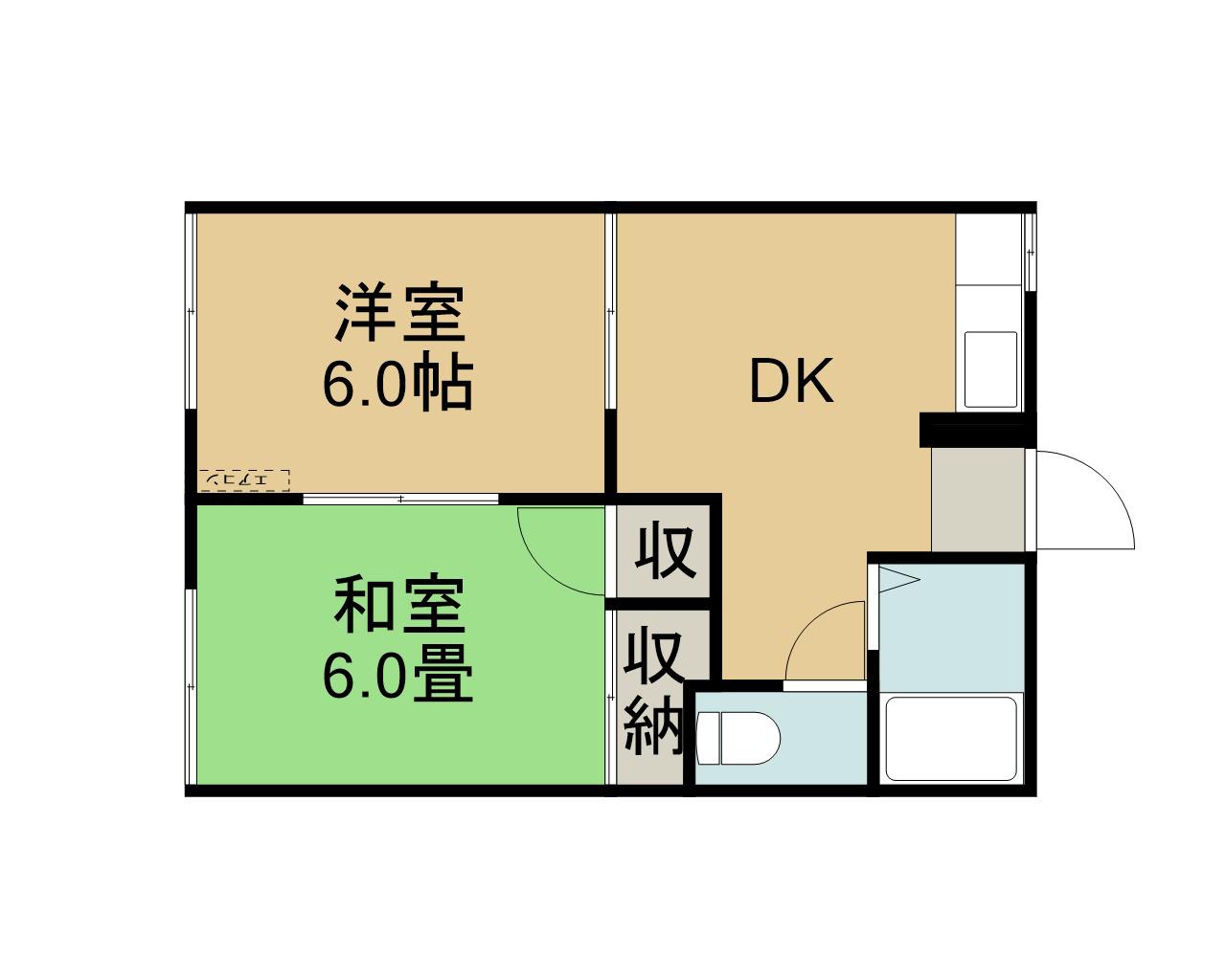 スカイコートAN(2DK/1階)の間取り写真