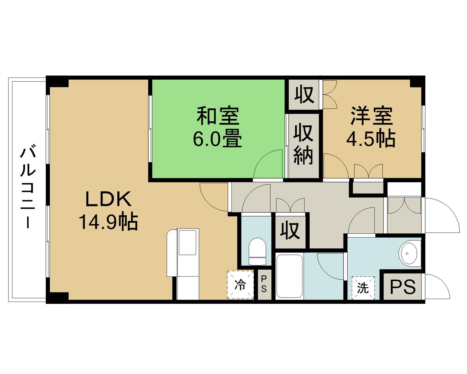 メゾンド・シ・エル(2LDK/2階)の間取り写真