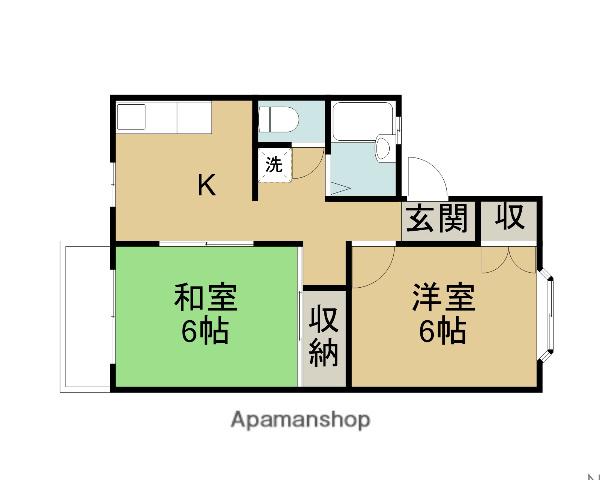 グリーンパレス(2K/2階)の間取り写真