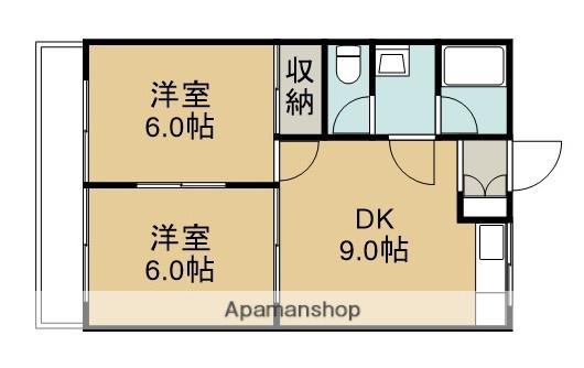 ハイツ千代川(2DK/2階)の間取り写真