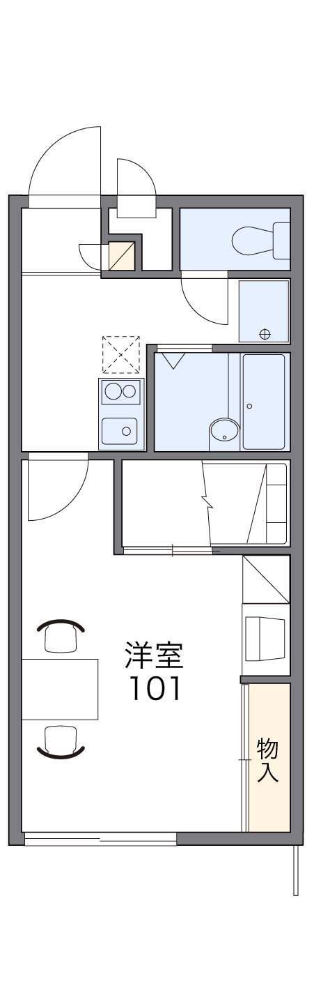 レオパレスプルメリアB(1K/2階)の間取り写真