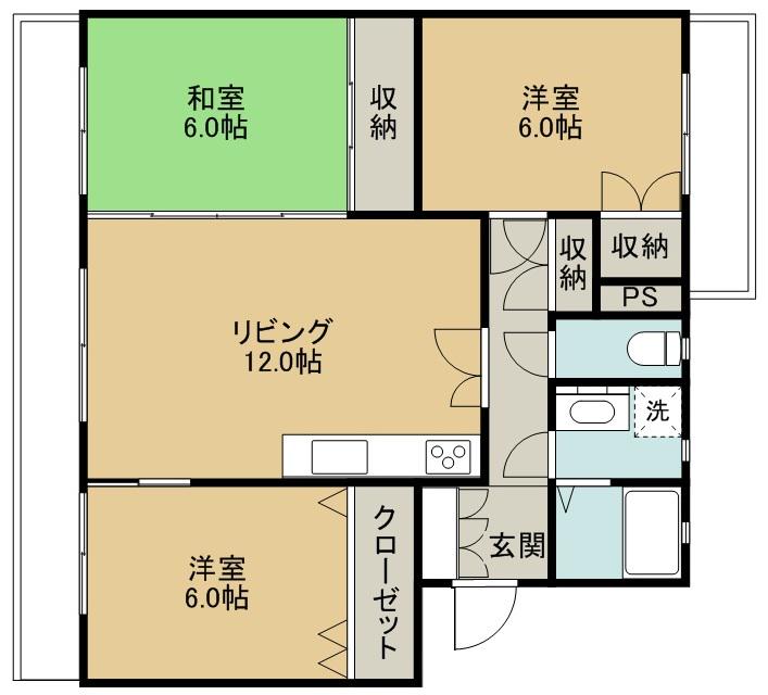 KSB湯所(3LDK/2階)の間取り写真