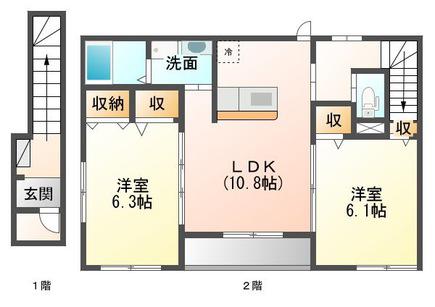 エスペランサ・ルーチェ(2LDK/1階)の間取り写真