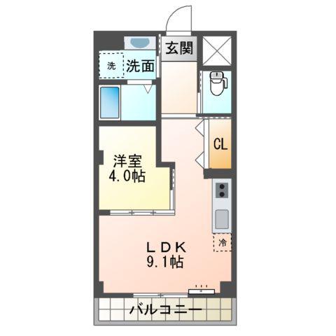 トレスヴィア(1LDK/2階)の間取り写真