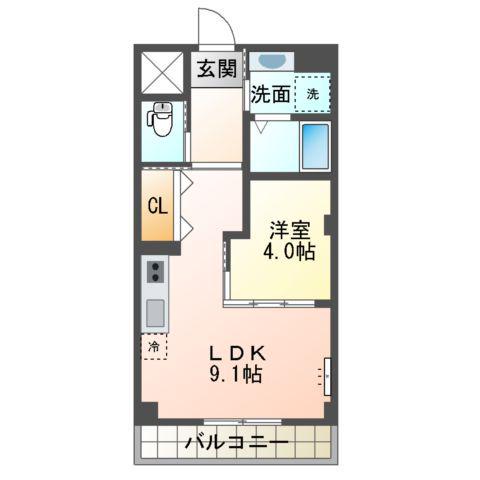 トレスヴィア(1LDK/2階)の間取り写真