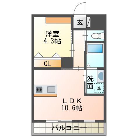 モンテリブロ(1LDK/1階)の間取り写真
