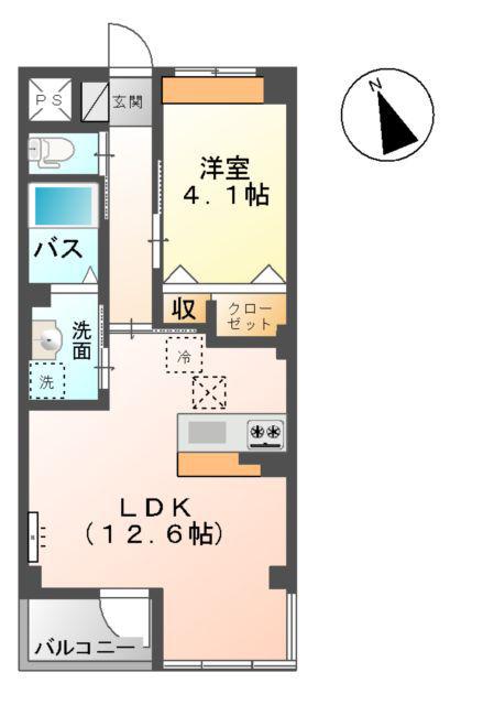ヴェールムース南安長(1LDK/3階)の間取り写真