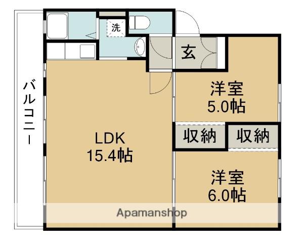 KSB田園 Ⅰ号館(2LDK/1階)の間取り写真