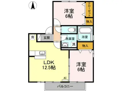 リビングタウン吉成C(2LDK/2階)の間取り写真