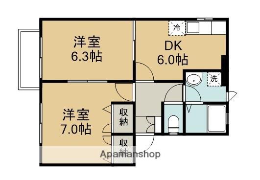 カーサフォレスタ C棟(2DK/2階)の間取り写真