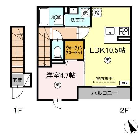 ボナールヴィラ興南(1LDK/2階)の間取り写真