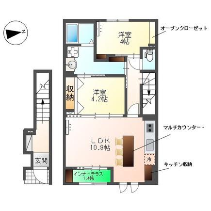 スイートモダン相生町(2LDK/2階)の間取り写真