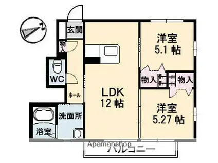 シャーメゾン白樺(2LDK/1階)の間取り写真