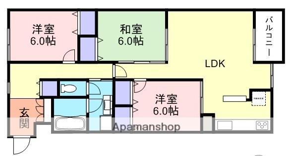 YNT第1マンション(3LDK/2階)の間取り写真