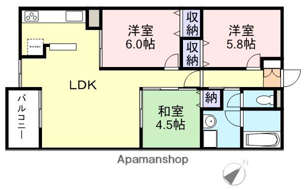 YNT第1マンション(3LDK/4階)の間取り写真