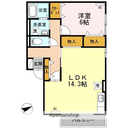 TMKホープⅠ K棟(1LDK/1階)の間取り写真