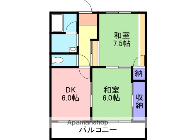 コーポブランシュ(2DK/2階)の間取り写真