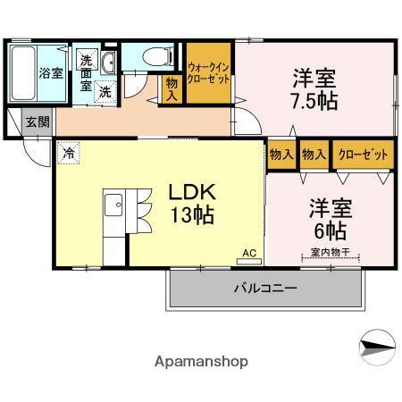 ファインヒル A棟(2LDK/2階)の間取り写真