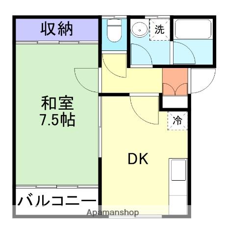 サンコートⅡ(1DK/2階)の間取り写真