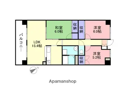 リバーコート(3LDK/3階)の間取り写真