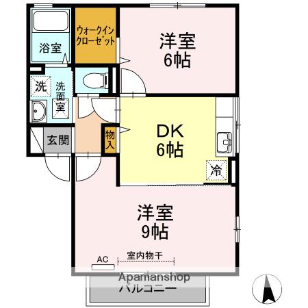 セントラルスクエア S棟(2DK/2階)の間取り写真