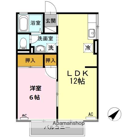 サンクレセントK(1LDK/2階)の間取り写真
