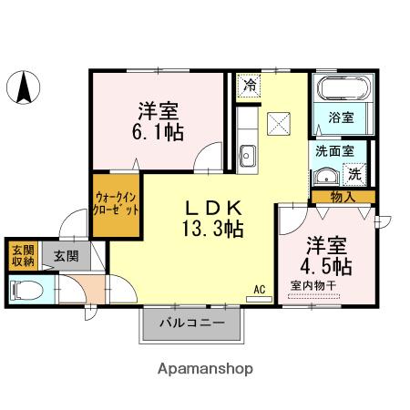 グランヴェール(2LDK/1階)の間取り写真