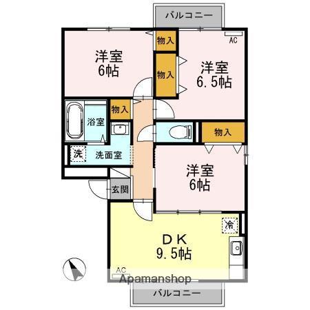 マンマミーヤB棟(3LDK/2階)の間取り写真